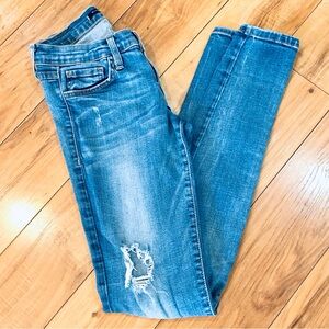 Flying Monkey distressed skinny denim jeans super stretch low rise 0  26” waist